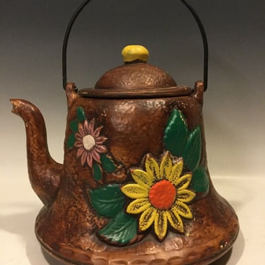 Vintage California Originals Tea Kettle Pot Cookie Jar, MCM kitchen storage, country cottage core, handmade kitchen canister 