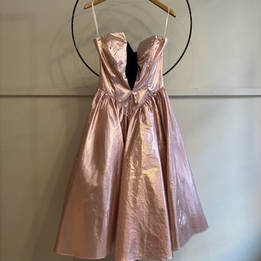 80s Strapless Tulle Metallic Party Dress