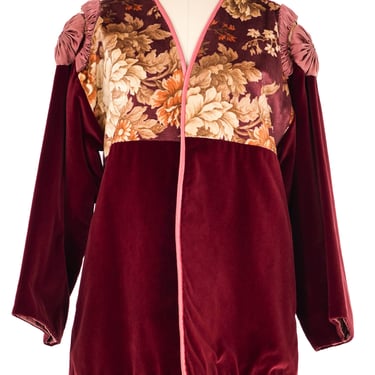 Maroon Velvet Patchwork Jacket