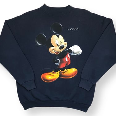 Vintage 90s Disney Mickey Mouse “Florida” Big Print Crewneck Sweatshirt Pullover Size Large 