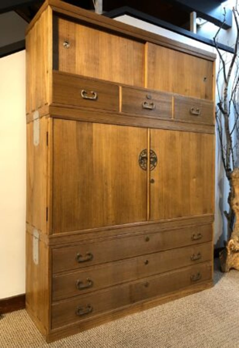 Antique Japanese 3 Sections Kimono Tansu, Clothing Chest. Kuraya