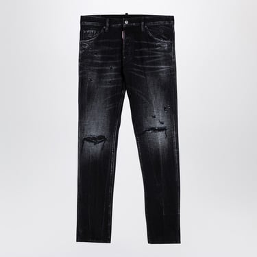 Dsquared2 Black Washed Denim Jeans With Wear Men
