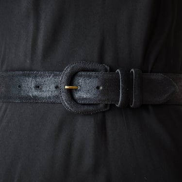 wide black leather belt | 80s 90s vintage Cipriani rough out leather suede statement waist belt 
