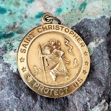 12K Gold Fill Saint Christopher Medal ITALY~Religious Pendant by Theda 