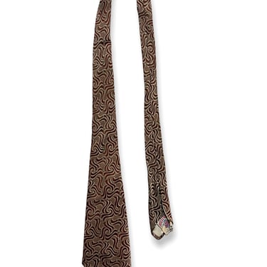 Vintage 1930s/1940s HILLCREST Silk Necktie ~ Brocade ~ Art Deco / Rockabilly / Swing ~ Neck Tie / Cravat ~ Foulard 