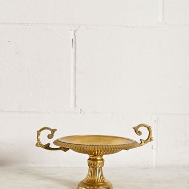 vintage french brass pedestal dish