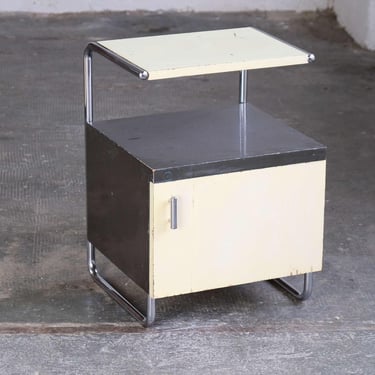 Dark grey / cream Bauhaus bedside table by Mücke Melder 