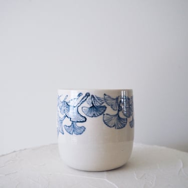 Bamboo Brush Porcelain Tumbler Cup // Gingko 