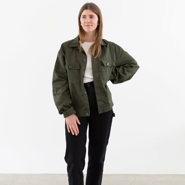 Vintage Olive Green Work Jacket | Unisex Cotton Utility | Made in Italy | L XL | IT337 