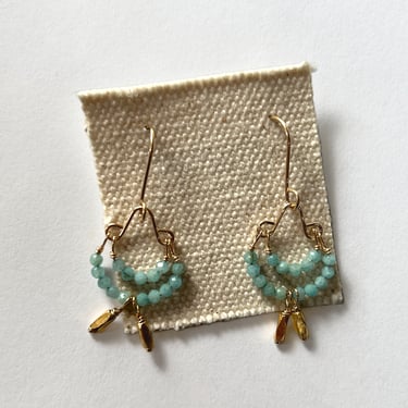 Debbie Fisher | Amazonite and gold vermeil beads on gold fill wire earrings