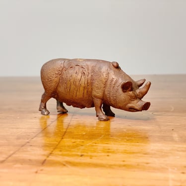 Stephen Maxon Bronze Rhino Pig - 1991 - Signed and Dated - Rare Original Artist Sculpture - Surreal Art - Folk Art - Outsider - Iowa Artist 