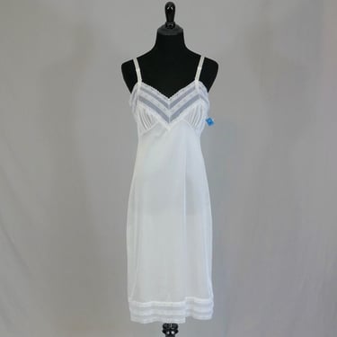 70s 80s NWT White Dress Slip - Deadstock Unworn w/ Tags - Lace Trim Full Nylon Slip - Richform Kmart - Size 34 