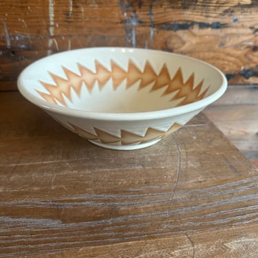 Serving Bowl - Warm white with Orange Triangles 