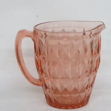 Jeannette Pink Depression Glass Windsor Diamond Water Lemonade Pitcher Jug 3386B