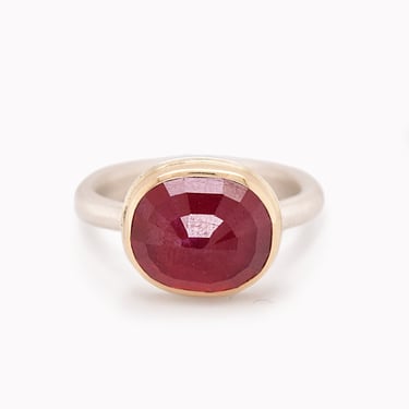 African Ruby Bezel Statement Ring