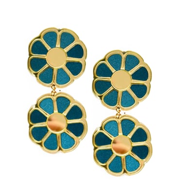 Sample Sale Deep Teal Blue Fall Flower Earrings