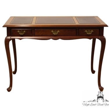 JASPER CABINET Solid Mahogany Traditional Queen Anne Style 44" Writing Desk w. Tooled Leather Top 