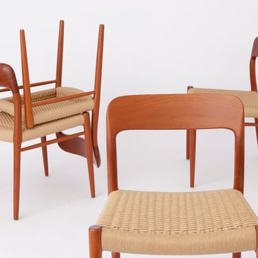 Set of 4 Niels Møller Model #75 Chairs - Vintage Danish Teak, 1950s 