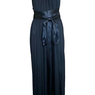 Donald Brooks '70s Black Jersey Halter Gown with Satin Ties