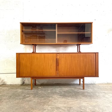 Danish Mid Century Modern Credenza and Hutch or China Cabinet 