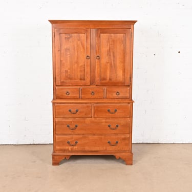 Ethan Allen Georgian English Country Solid Birch Highboy Dresser or Gentleman&#8217;s Chest