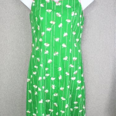 1970s - Pink/Green - Daisy Print - Sundress - by Jenni - Estimated  12 to 14 