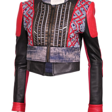 BCBG Max Azria Runway - Red, Black, & Blue Embellished Jacket Sz S
