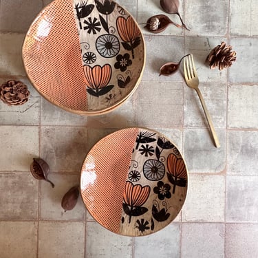 Set of two Unique ceramic plates, Ceramic salad bowl, Pottery bowls, Serving bowl, Salad plate, Housewarming gift 