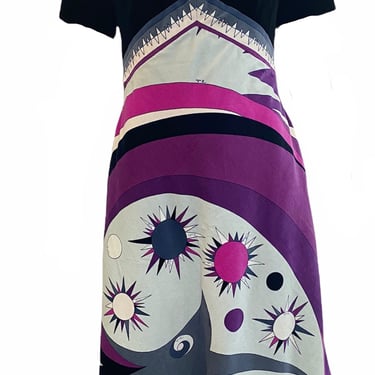 Emilio Pucci 60s Atomic Op Art Print Velvet Dress