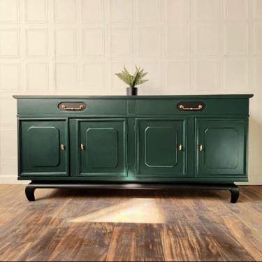 Available!! Dark Green Midcentury Neoclassical sideboard, tv stand 