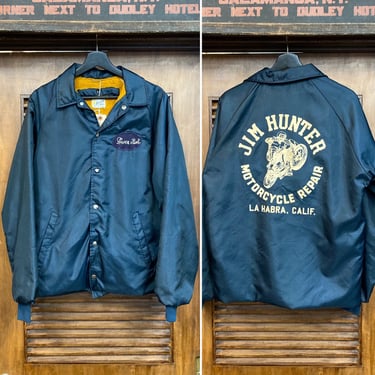 Vintage 1960’s Motorcycle MC Flocked Detail Windbreaker Jacket, 60’s Snap Button Jacket, Vintage Clothing 