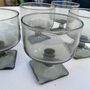 Mid century glassware Danish modern smoked glass tumbler a set 