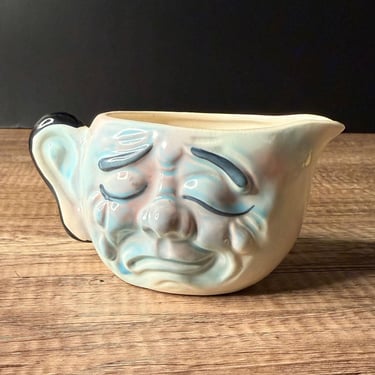 Vintage Japanese Ceramic Creamer with Happy Sad Face - Collectible and Unique Decor Item 