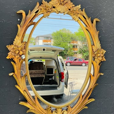 Gold Floral Oval Mirror