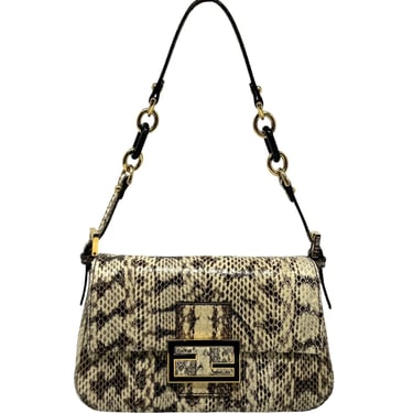 Fendi Grey Snakeskin Mini Mama Baguette Bag