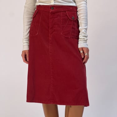Merlot Corduroy Seamed Skirt (S)