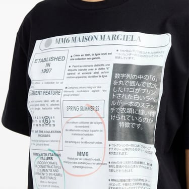 MM6 Maison Margiela Text Print T-Shirt - Black