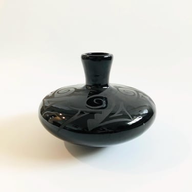 Navajo Black Pottery Vase 