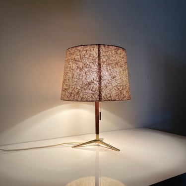 Mid century teak & brass table lamp by Vereinigte Werkstätten Munich, Germany, 1960s 