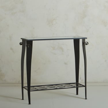 Two-Tier Iron + Glass Console Table, France 20th Century