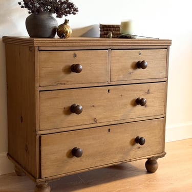 Antique English Pine Dresser, Two over Two Drawer 