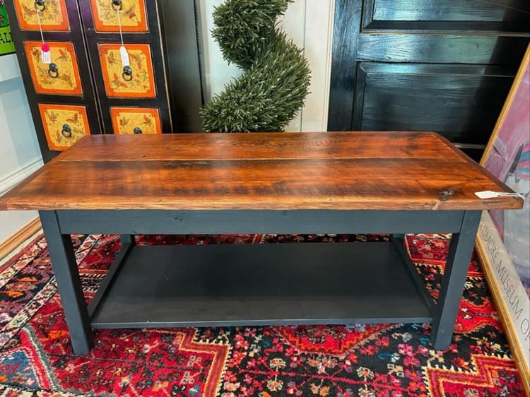 Reclaimed wood coffee table. 52.5 x 19 x 17”