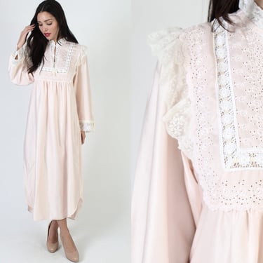 Christian Dior Lace Nightgown, Vintage Designer Evening Dress, 80s High End Wedding Robe Size Medium M 