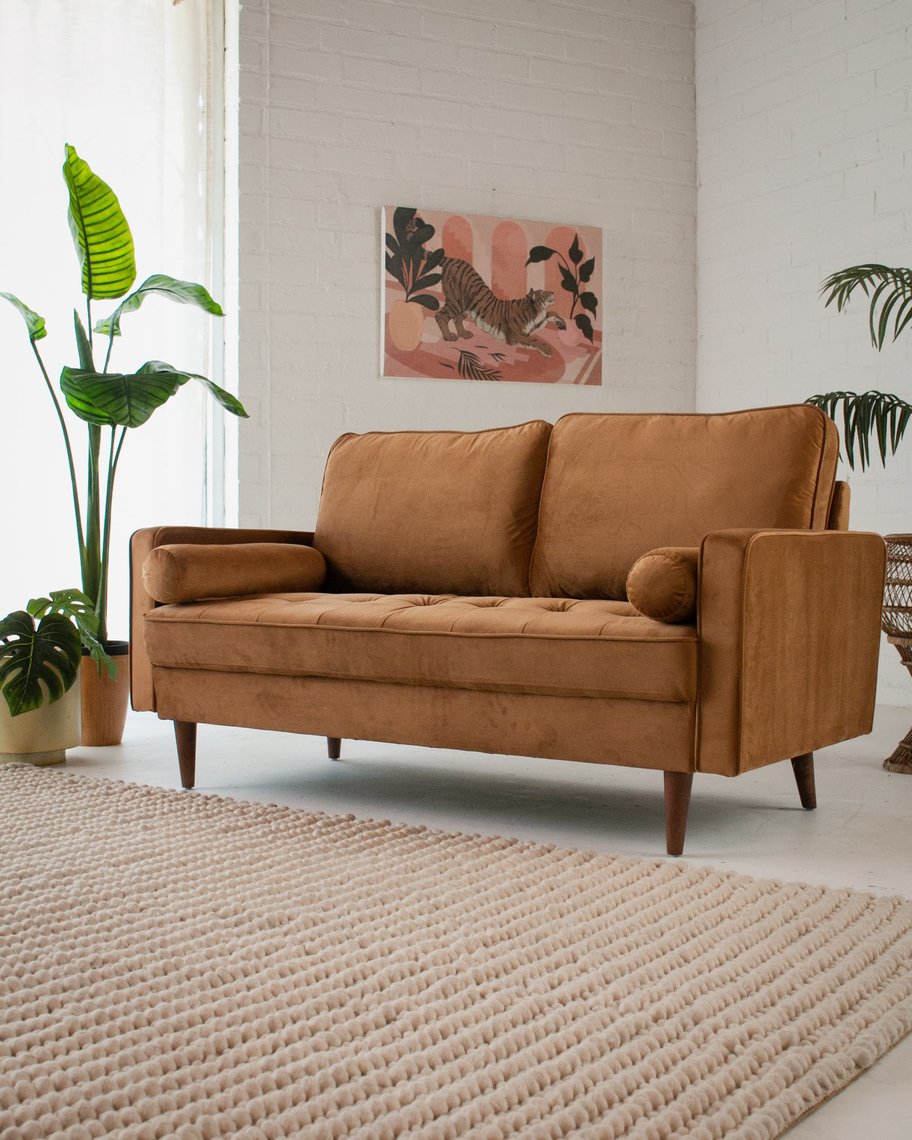 Mimi Cognac Loveseat Sunbeam Vintage Highland Park Los Angeles, CA