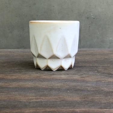 Porcelain Ceramic "Hex" Cup  -  Satin "Snow" with Halo 