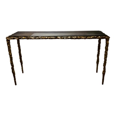 Revelation Organic Modern Black and Brass Lava Console Table