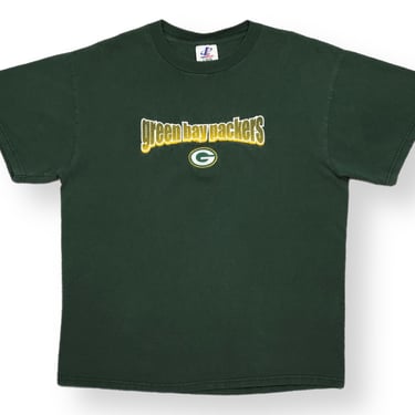 Vintage 90s Logo Athletic Green Bay Packers Football Embroidered NFL T-Shirt Size Large 