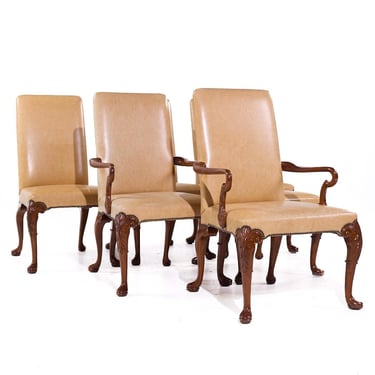 Baker Furniture Stately Homes Queen Anne Walnut and Leather Dining Chairs - Set of 6 