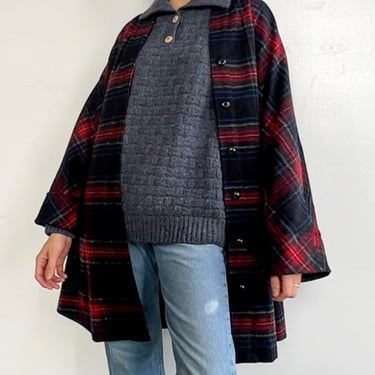 Classic Wool Plaid Swing Coat (S/M)