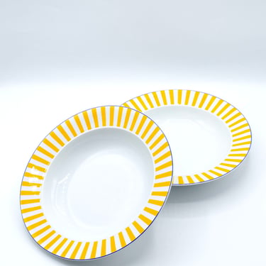 White and Yellow Striped Bowls 